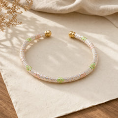 Copper Handmade Enamel Flower Open Luck Bracelet Bangle featuring Copper
