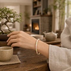 Copper Handmade Enamel Flower Open Luck Bracelet Bangle featuring Copper