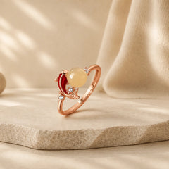 Copper Koi Fish Success Pearl Inspired Adjustable Open Ring featuring Copper, Koi Fish, Pearl