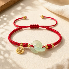 Copper Liuli Fu Character Luck Red String Bracelet featuring Copper, Fu Character, Red String