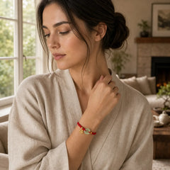 Copper Liuli Fu Character Luck Red String Bracelet featuring Copper, Fu Character, Red String