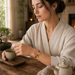 Copper Liuli Fu Character Luck Red String Bracelet featuring Copper, Fu Character, Red String