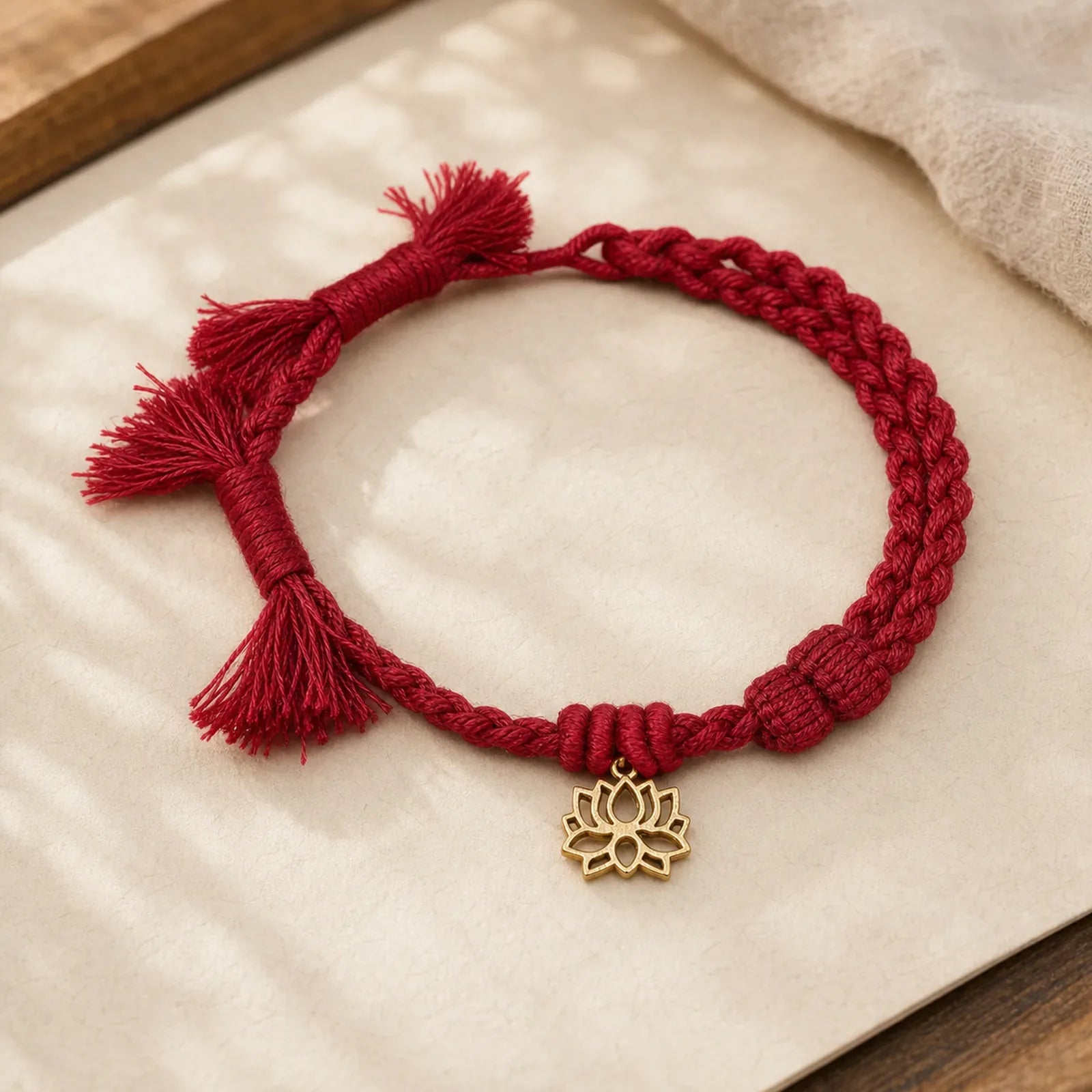 Copper Lotus Red String New beginning Bracelet featuring Copper, Lotus, Red String
