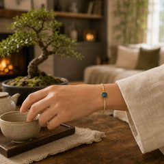 Copper Luck Song Brocade Square Adjustable Bracelet featuring Copper