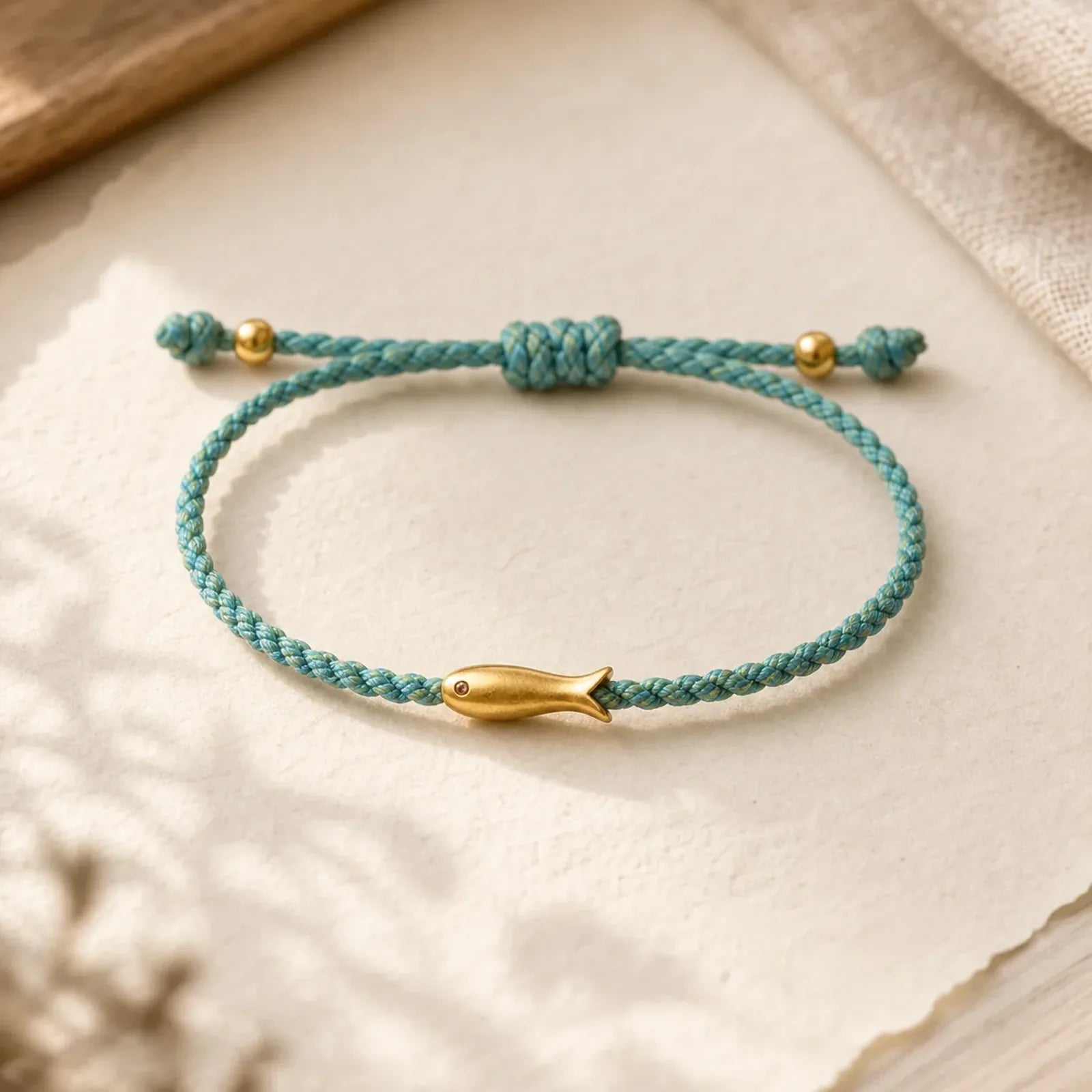 Copper Lucky Koi Fish Luck Rope Bracelet featuring Copper, Koi Fish, Yin Yang Symbol