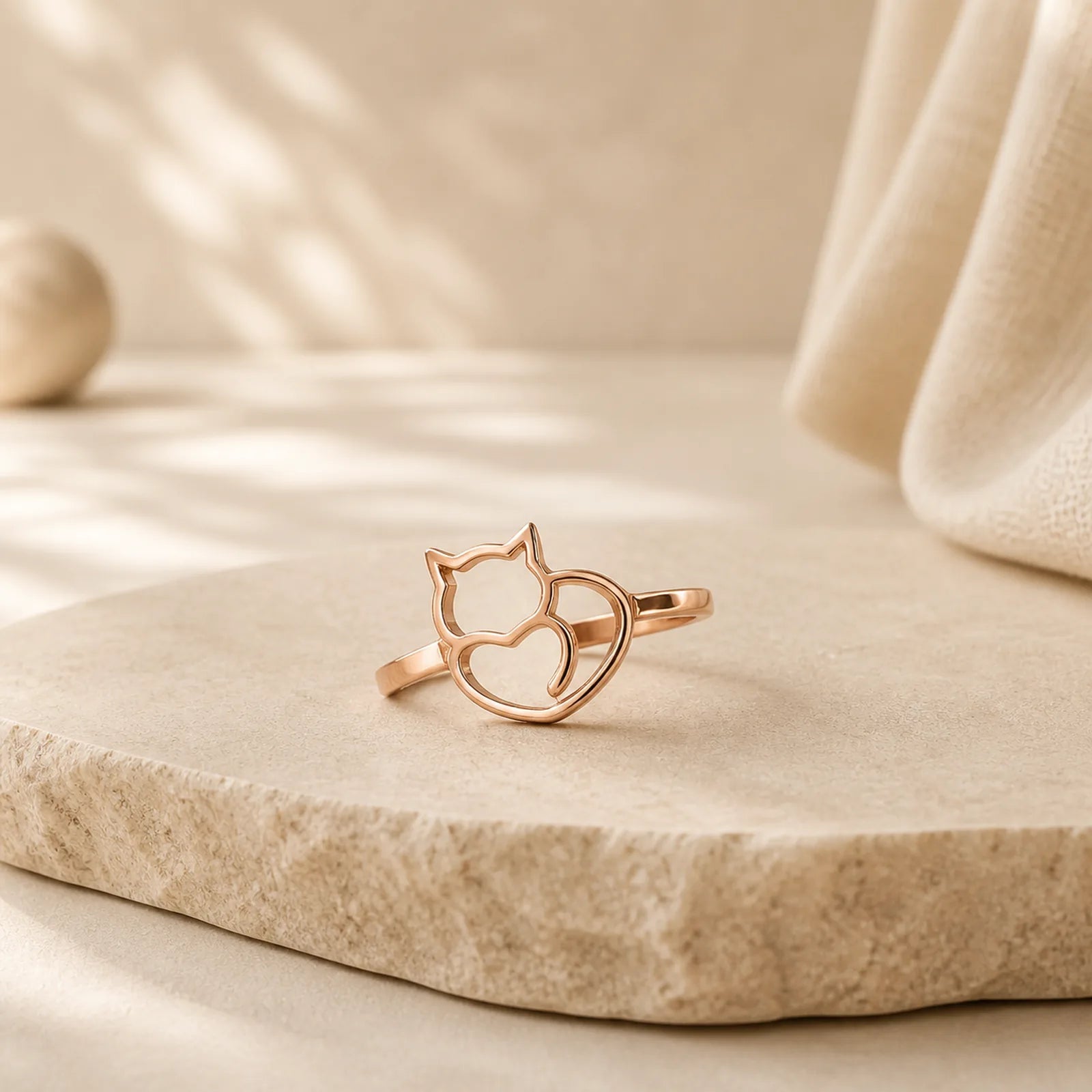 Copper Minimalist Cat Grounding Ring featuring Copper