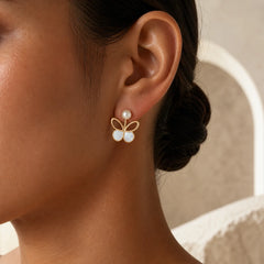Copper Natural Pearl Butterfly Design Optimism Earrings featuring Copper, Pearl, Butterfly