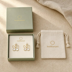 Copper Natural Pearl Butterfly Design Optimism Earrings featuring Copper, Pearl, Butterfly