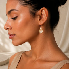 Copper Natural Pearl Heart Shape Drop Dangle Wisdom Earrings featuring Copper, Pearl