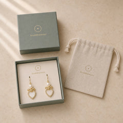 Copper Natural Pearl Heart Shape Drop Dangle Wisdom Earrings featuring Copper, Pearl