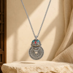 Copper PiXiu Chinese Coin Wealth Enamel Vintage Necklace featuring Copper, Pixiu