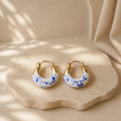 Copper Plated 18k Gold Enamel Glaze Healing Luck U-shaped Earrings featuring Copper