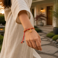 Copper Plated 18k Gold Year Of The Horse Fu Character Red String Luck Braided Bracelet featuring Copper, Horse, Fu Character