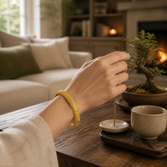 Copper Plated Gold Flowers Leaves Luck Bracelet Bangle featuring Copper