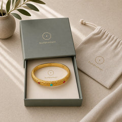 Copper Plated Gold Flowers Leaves Luck Bracelet Bangle featuring Copper