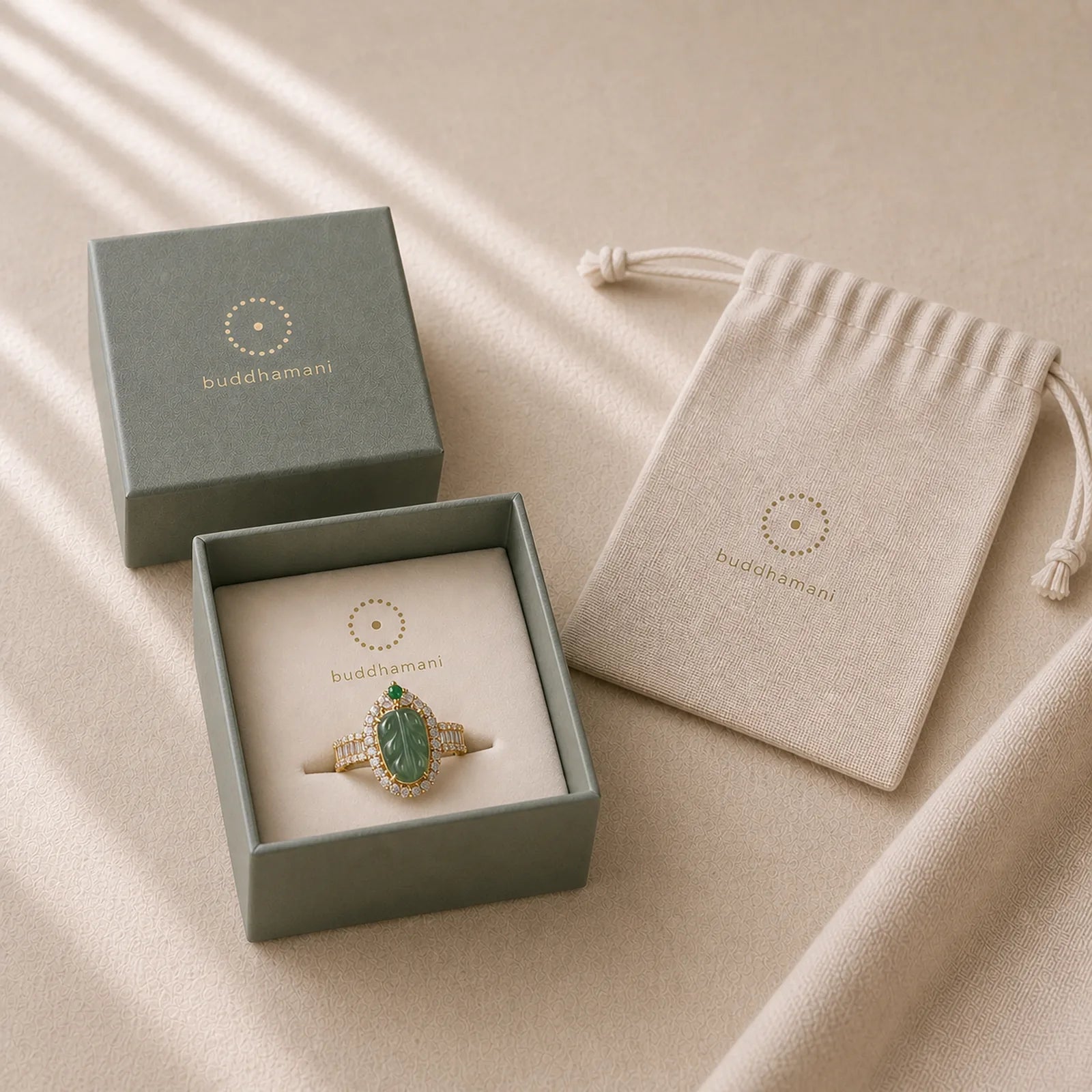 Copper Plated Gold Natural Jade Leaf Full Diamond Luck Adjustable Ring featuring Copper, Jade