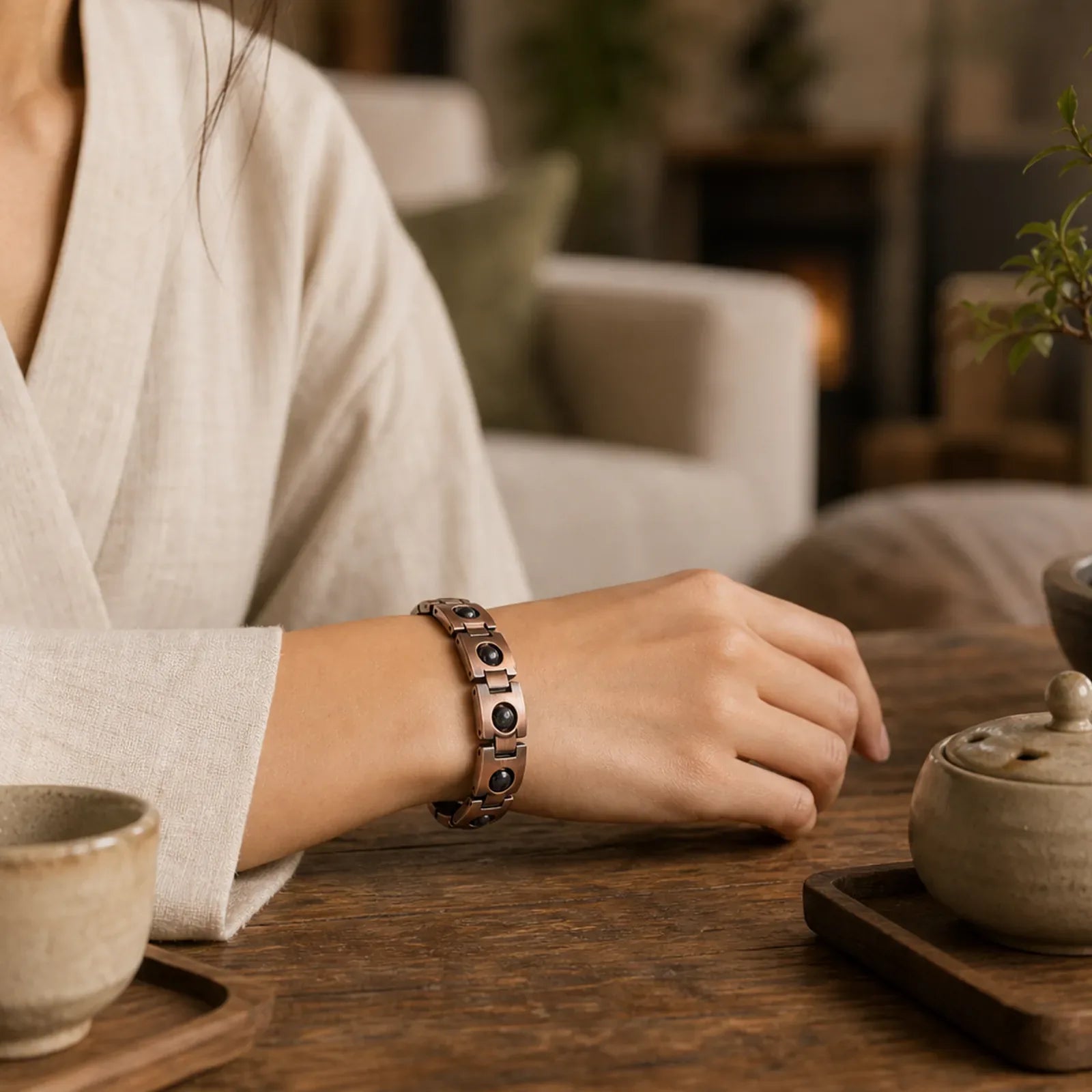 Copper Plated Magnetic Grounding Vintage Bracelet featuring Copper