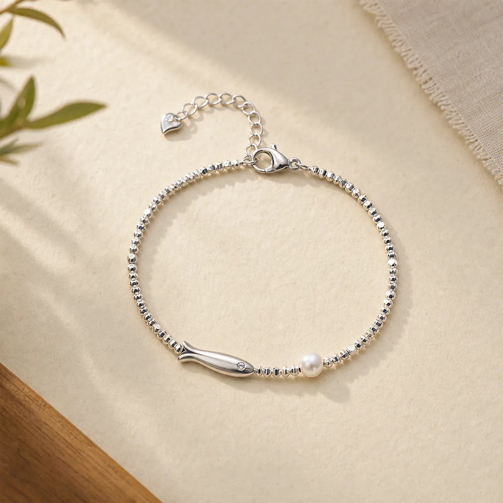 Copper Plated Silver Koi Fish Pearl Luck Bracelet featuring Copper, Silver, Koi Fish