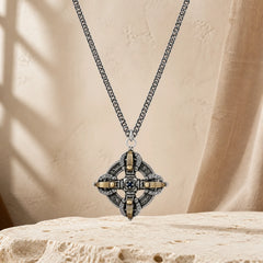Copper Plated With Silver Cross Vajra Pendant Necklace featuring Copper, Silver, Vajra