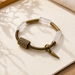 Copper Square White Crystal Luck Bracelet featuring Copper, Clear Quartz / White Crystal