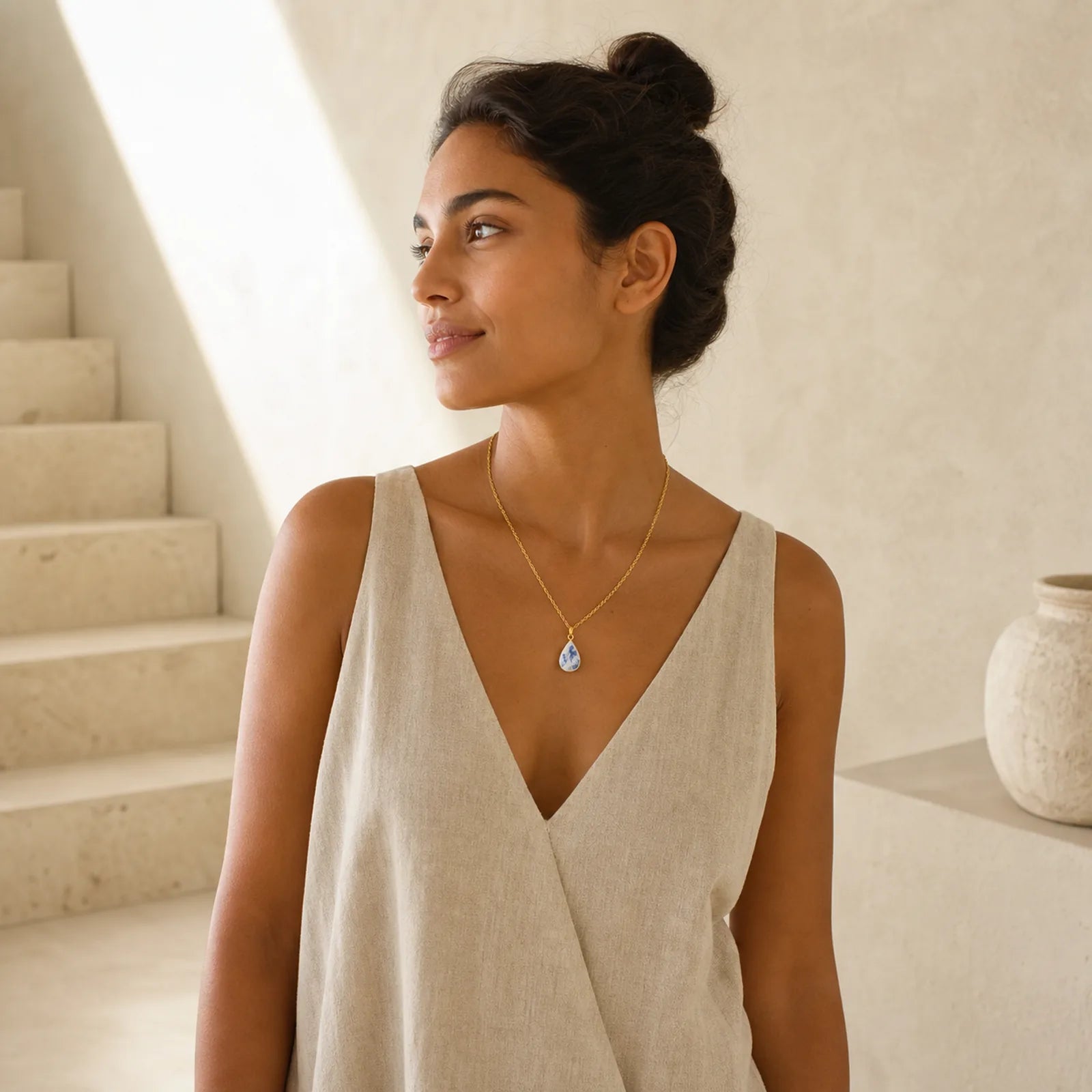 Copper Wealth Healing Water Drop Shape Pendant Necklace featuring Copper