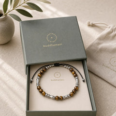 Cute Bone Pattern Tiger Eye Courage Beads Bracelet featuring Tiger Eye, Titanium Steel