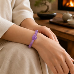 Cute Cat Face Amethyst Spiritual Awareness Bracelet featuring Amethyst