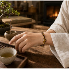 Cute Cat Tiger Eye Power Beads Bracelet featuring Tiger Eye