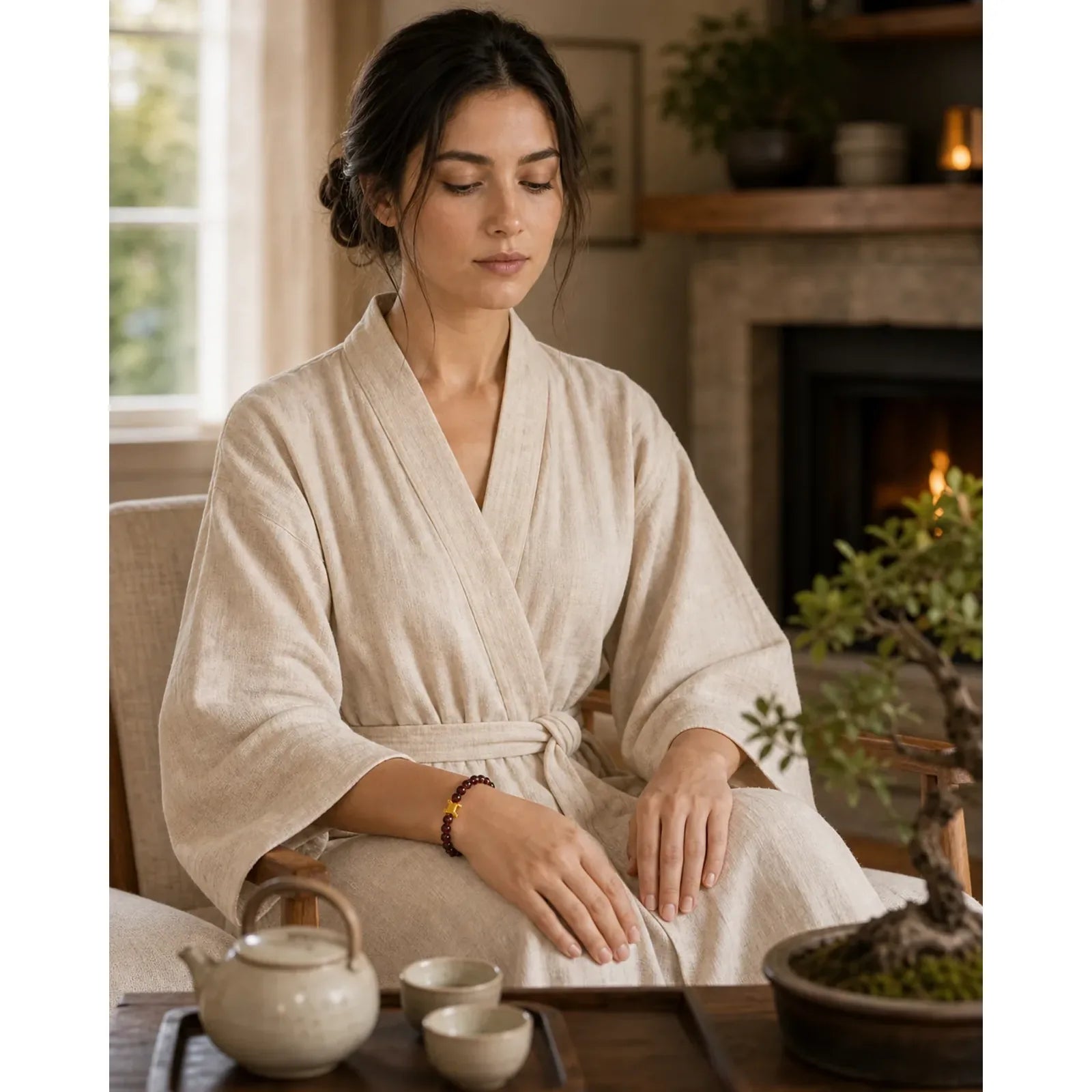 Cute Lucky Cat Charm Garnet Cinnabar Calm Protection Beaded Bracelet featuring Garnet, Cinnabar