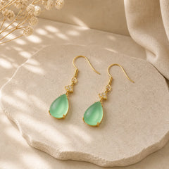 Cyan Jade Luck Drop Earrings featuring Cyan Jade, Jade, Copper