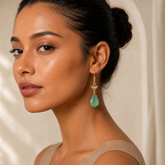 Cyan Jade Luck Drop Earrings featuring Cyan Jade, Jade, Copper