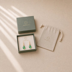 Cyan Jade Luck Drop Earrings featuring Cyan Jade, Jade, Copper