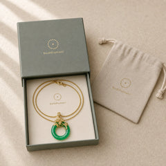 Cyan Jade Peace Buckle Alloy Flower Healing Luck Necklace Pendant featuring Cyan Jade, Jade, Peace Buckle