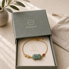 Cyan Jade PiXiu Copper Coin Red Agate Success Chain Bracelet featuring Cyan Jade, Jade, Pixiu