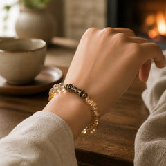 Daily Retro 10mm Citrine Beads Protection Bracelet featuring Citrine, Copper