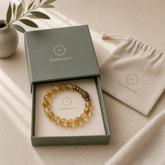 Daily Retro 10mm Citrine Beads Protection Bracelet featuring Citrine, Copper