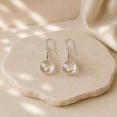 Dandelion White Liuli Glass Round Earrings featuring Five Elements