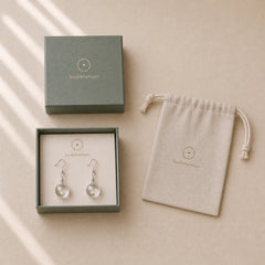 Dandelion White Liuli Glass Round Earrings featuring Five Elements