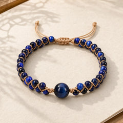 Divine Blue Tiger Eye Stone Protection Bracelet featuring Blue Tiger Eye, Tiger Eye, Amethyst
