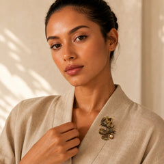 Domineering Dragon Pearl Strength Brooch featuring Dragon, Pearl, The Phoenix