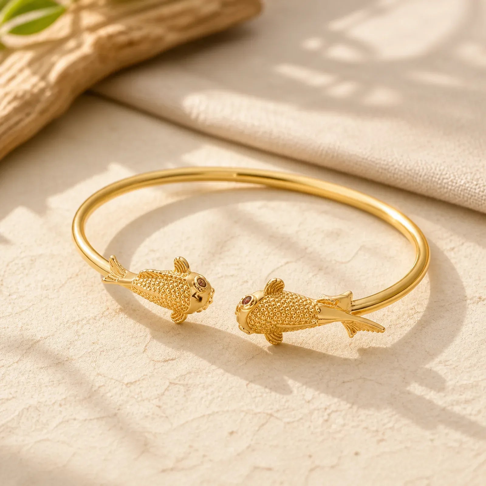 Double Koi Fish Copper Prosperity Wealth Bracelet featuring Koi Fish, Copper, Yin Yang Symbol
