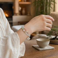 Double Layer Jade Shell Luck Bracelet featuring Jade, Pearl, Tridacna Stone