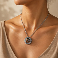 Double Ring PiXiu Peace Buckle Wealth Rotatable Necklace Pendant featuring Pixiu, Peace Buckle, Copper