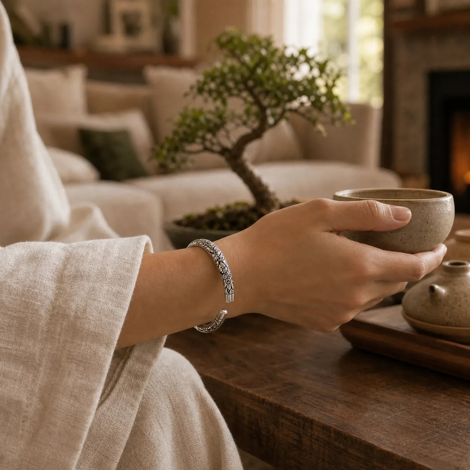 Dragon Auspicious Clouds Luck Protection Bracelet Adjustable Bangle featuring Dragon, The Phoenix, Phoenix