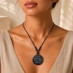 Dragon Black Obsidian Transformation Fulfilment Necklace Pendant featuring Dragon, Black Obsidian, The Phoenix