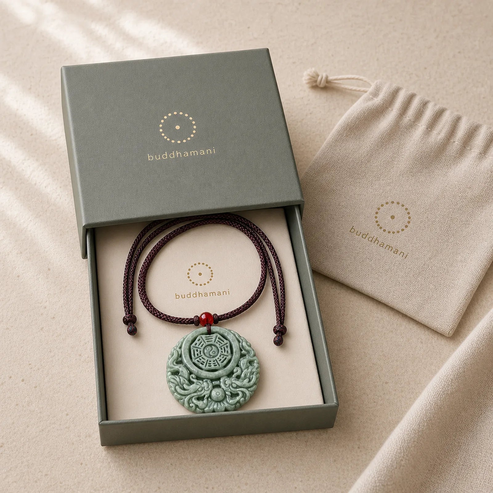 Dragon Jade Yin Yang Balance Necklace String Pendant featuring Dragon, Jade, Dragon Symbol
