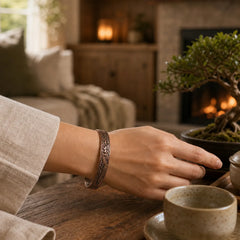 Dragon Phoenix Magnetic Solid Copper Cuff Bracelet Bangle featuring Dragon, Phoenix, Copper