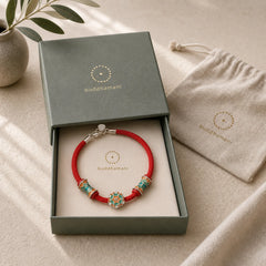 Dunhuang 925 Sterling Silver Lotus Drum New Beginning Red Rope Bracelet featuring Silver, Lotus, Lotus Symbol