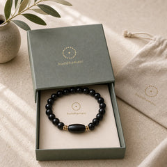 Ebony Beads With Sutra Scroll Blessing Protection Bracelet featuring Ebony, Sandalwood, Ebony Wood