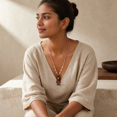 Ebony Wood Aurora Lacquer Craft Bead Pearl Balance Necklace Pendant featuring Ebony Wood, Ebony, Pearl